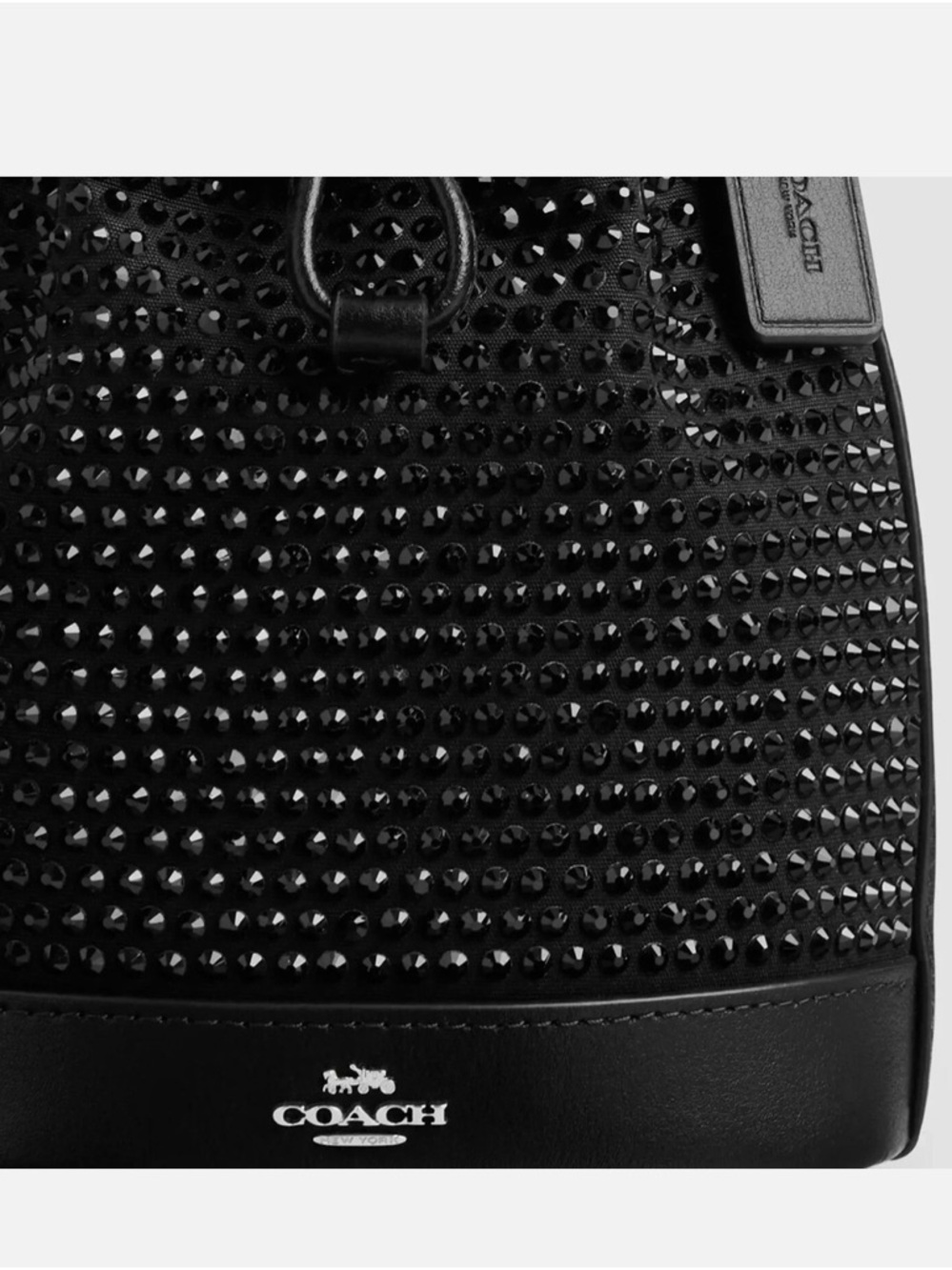 Coach Black Studded Leather Drawstring mini Bucket Bag - Picture 3 of 8